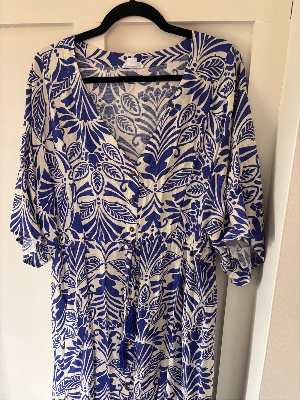 ChicSoul Blue & White Coastal Floral Maxi Dress 1XL NWOT